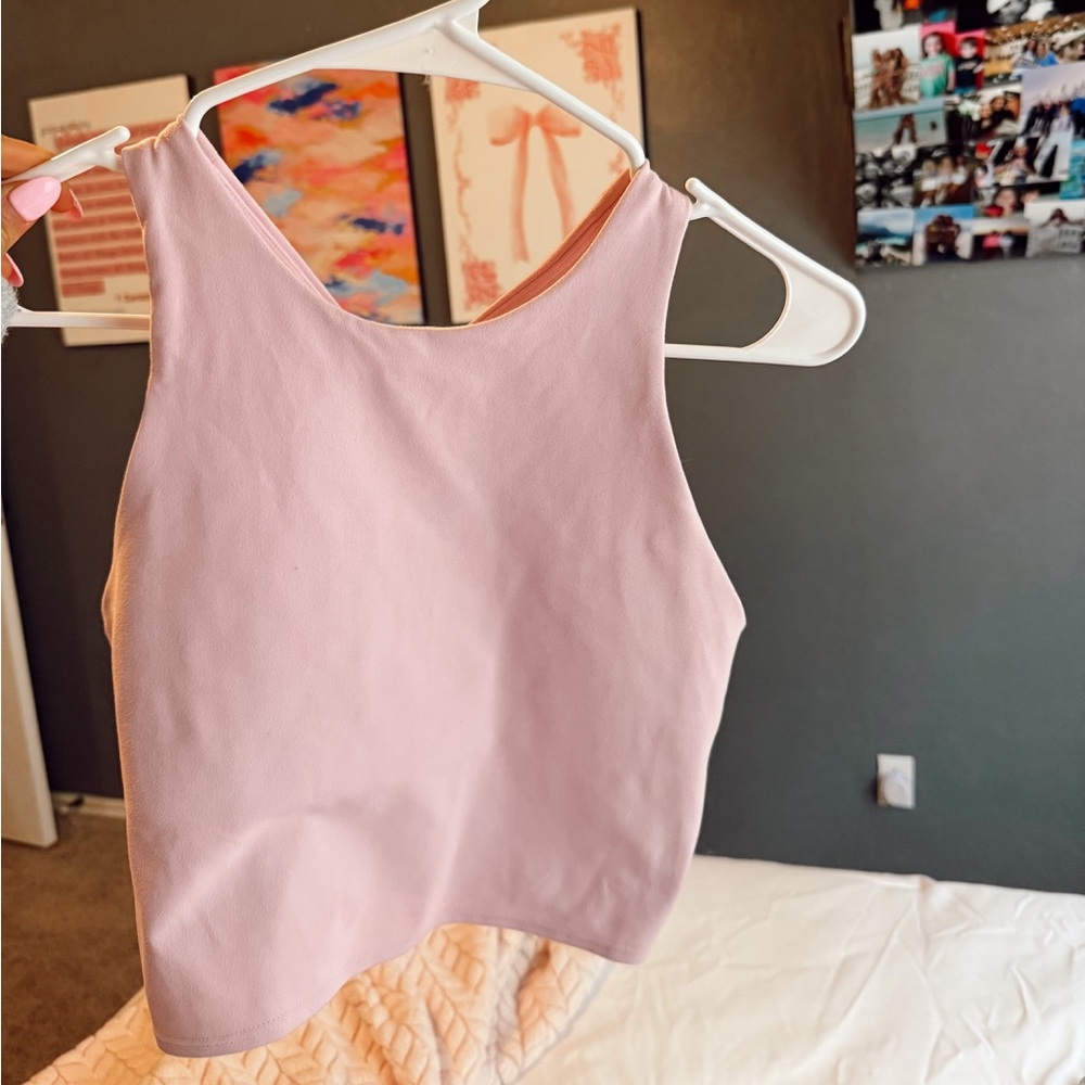 light pink athleta crop top with built-in bra. size S